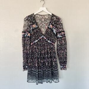 Free People Cherry Blossom Black Floral Mini Dress size 2